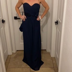 Navy blue formal dress bridesmaid /strapless